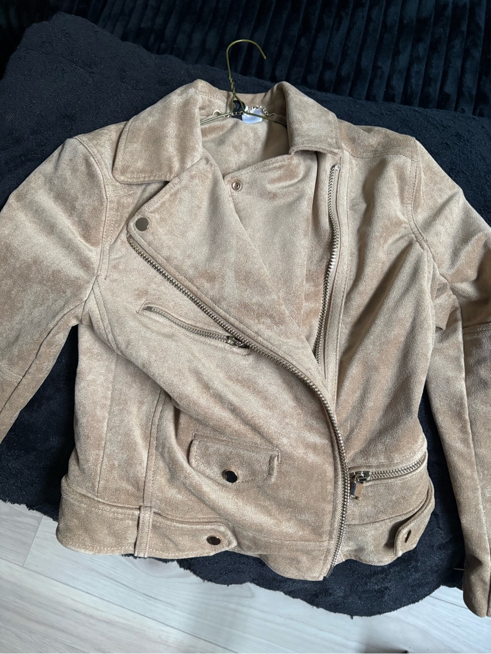 H&M Tan Suede Moto Jacket